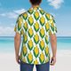 thumbnail image 4 of Balery Corn Cob Camisas hawaianas de manga corta para hombre, camisas playeras de corte holgado, camisas de vacaciones con botones,Large, 4 of 7