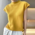 thumbnail image 2 of Olyvenn Womens Mock Neck Short Sleeve Rib Knit Summer Tops Dressy Blouse Tee Fitted Shirts Elegant Casual Going Out Blouse Orange XL, 2 of 3