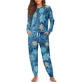 thumbnail image 4 of DISNIMO Snowflake Print Women Pajama Sets 2 Piece Pj Sets Long Sleeve Sleepwear with Long Pants Round Neck Loungewear Christmas Nightwear, S, 4 of 7