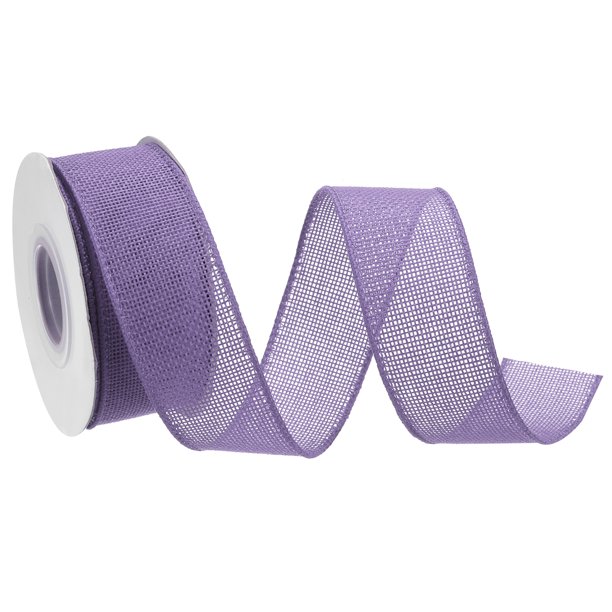 Cinta de Arpillera con Borde de Alambre Color Púrpura Claro 1-1/2 Pulgadas x 10 Yardas para Empaque de Regalos
