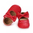 thumbnail image 3 of Baby Girls Mary Jane Flats with Bowknot Soft Sole Cute Non-Slip Toddler Infant First Walker Princess Dress Shoes (0-18 Months) Red L, 3 of 6