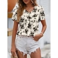 thumbnail image 5 of 2024 Summer Women's Casual V-neck Chiffon Bud Sleeve Temperament Top, 5 of 6