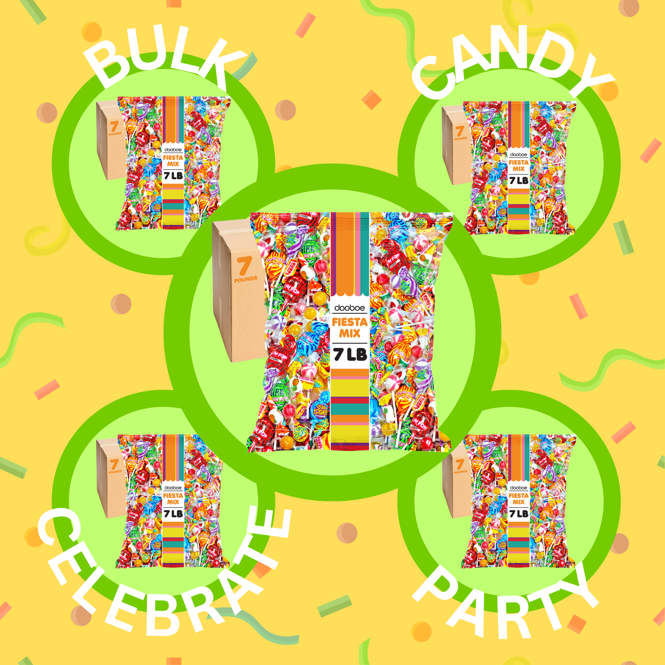 Dooboe Assorted Piñata Candy Mix - 7 lb , Approx. 385 Pieces - Parade Throws -Bulk Individually Wrapped Candy Variety Pack for Camps,  Piñatas, Goodie Bags, Candy Bowls, Party Favors & Events