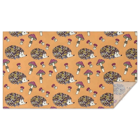 Cute Hedgehog Mushroom Rectangle Tablecloth 60"x102",Waterproof Polyester Rectangle Table Cloth, Wipeable Spillproof Polyester Tablecloth for Dining, Camping, Indoor and Outdoor