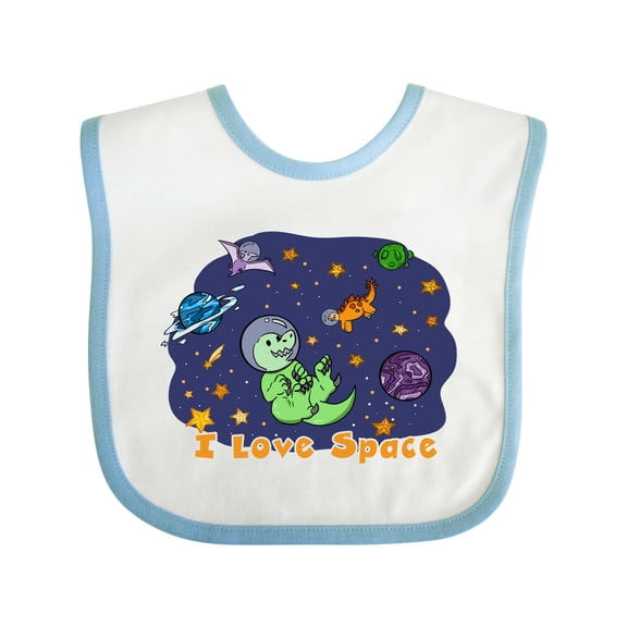 Inktastic I Love Space Cute Dinos and Planets Boys or Girls Baby Bib