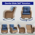 thumbnail image 6 of POCASSY 3 Piece Patio Set Outdoor Wicker Glider Rocking and Swivel Chairs with Cushions, 6 of 12