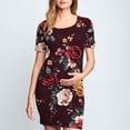 thumbnail image 2 of Taqqpue Robe de Maternité pour Femmes à Manches Courtes, Col Rond, Moulante, Invitée de Mariage, Grossesse, Imprimée, Ajustée, Extensible, Vêtements de Maternité, Été, Bohème, Séance Photo de Baby Shower, 2 of 6