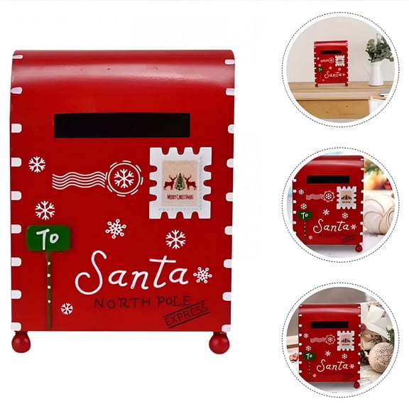 XIBUFE Christmas Mailbox Letters to Santa, Festive Metal Holiday Mail Box North Pole Express Decorations, Outdoor Indoor Vintage European Letter Collector, Home Decor Style1