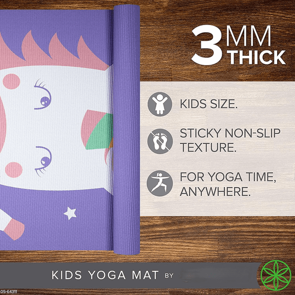 Kids Yoga Mat Exercise Mat, Yoga for Kids with Fun Prints - Playtime for Babies, Active & Calm Toddlers and Young Children (60" L x 24" W x 3mm Thick) Twinkle Toes