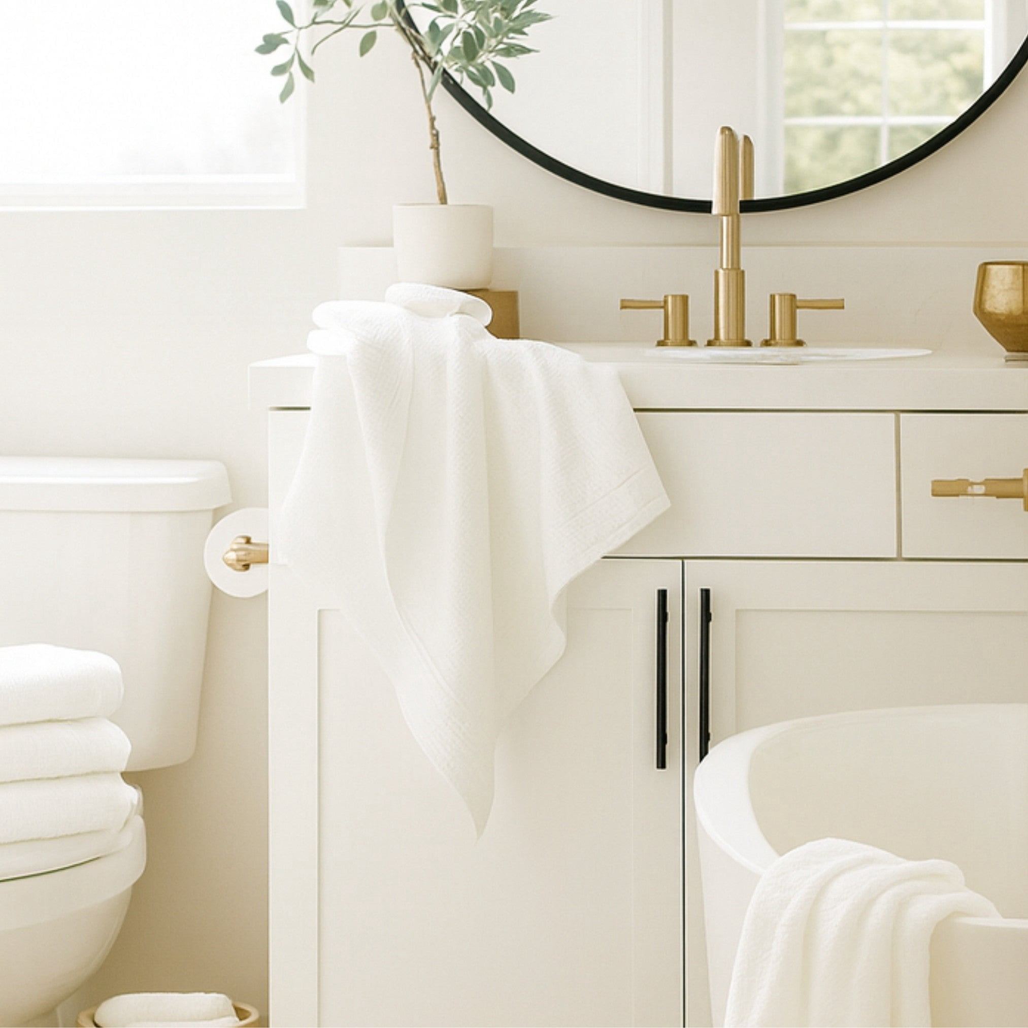 BedVoyage Towel Set 3pc - Viscose from Bamboo + Cotton - 600 GSM - Absorbent & Odor Resistant - White