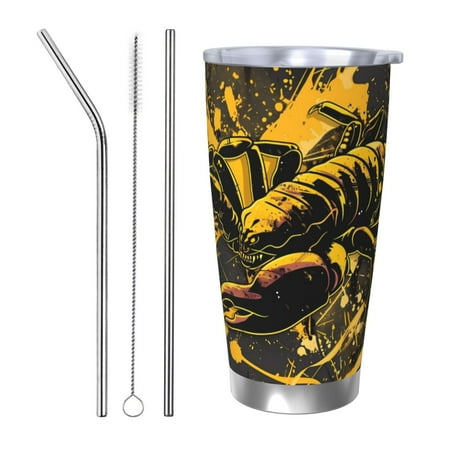 

Ocsxa Urban Graffiti Scorpion Illustration Pattern 20oz Travel Coffee Mug with Flip Lid Stainless Steel Insulated Insulated Coffee Mug Thermal Cup with Splash Proof Sliding Lid-Straw Three-piece Set