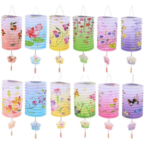 BUZIFU 12 Pieces Chinese Paper Lanterns  Chinese Paper Lanterns Lamp Shades Ceiling Hanging Decoration Colorful for Birthday Wedding Party