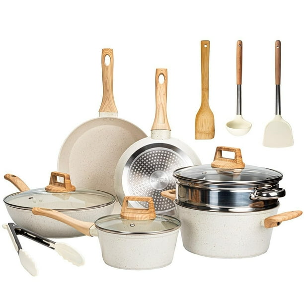 Bateria De Sartenes Medical Stone Vidrio Templado Bateria De Cocina Con Revestimiento Antiadherente Juego De Ollas Incluye 13 Piezas Set De Ollas Y Sartenes Con mangos Ergonomicos