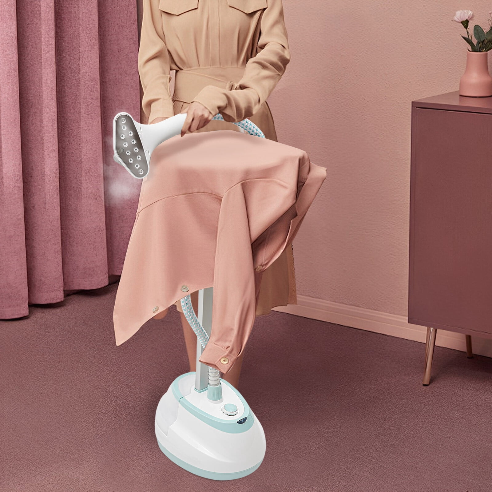 2-in-1 Professional Cloth Steamer with Ironing Board and Clothing Hanger Steam Output 45 Seconds For Wrinkles and Creases, 1.6L Standing Garment Steamer for Clothes