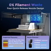 Flashforge Creator 5 Pro 3D Printer, 4-Nozzle Multi-Color & Multi-material Printer, Zero Purge Waste for Multi-Scenario