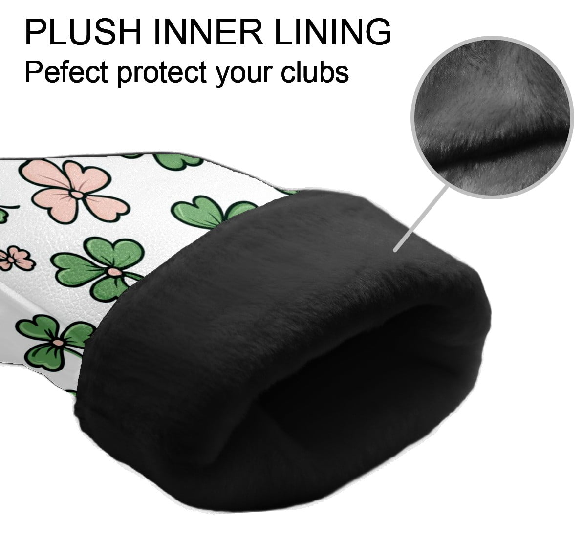 Golf Club Head Covers - Hand-Painted Four-Leaf Clover Pattern, PU Leather, Waterproof, Fits Fairway Woods/Hybrid, Unisex, Fits Most Brands