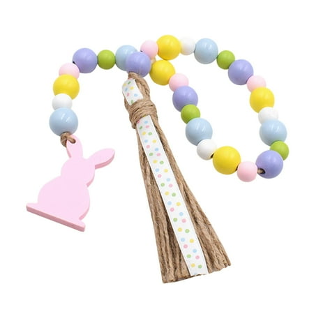 

Easter Bunny Tassel Beaded Colorful Wood Bead String DIY Decorative Pendant