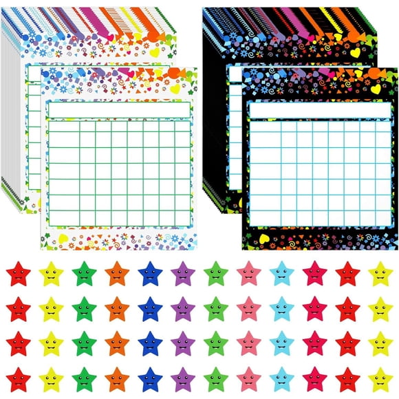 Tabla de recompensas Utron, paquete de 80 para niños con 2160 stickers de estrellas