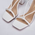 thumbnail image 2 of Women's Strappy Chunky Heels Sandals, Lace Up 3 inch Low Block Heels Ankle Wrap Heel Square Open Toe Tie Up Heeled Sandals Shoes, 2 of 5