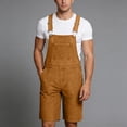 thumbnail image 3 of Afuyipoi Men's Washed Denim Overalls Shorts, with Chest Pocket Workwear Bib Shorts with Adjustable Straps Coffee 2XL, 3 of 9