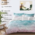 thumbnail image 3 of 3 Piece Turquoise Pink Coastal Duvet Cover Set Full Size, Microfiber Comforter/Quilt Cover with Corner Ties and 2 Pillowcases, Summer Beach Nautical All Season Soft Bedding with Zipper Closure, 3 of 8