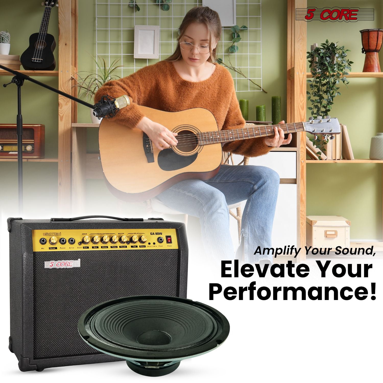 12 Inch Guitar Speaker 300W Peak Power, 8 Ohm / 16 Ohm Impedance, 40Oz Magnet, 2" Voice Coil, 89dB Sensitivity, 40Hz-3.5kHz Frequency Response, for Guitar Amplifier Cabinets, Combo Amps, and Replacem