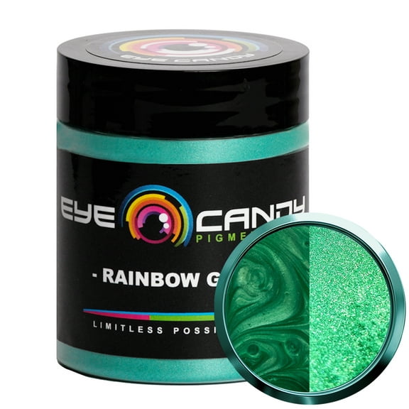 Mica Powder Pigment “Rainbow Green” (25g) Multipurpose DIY Arts and Crafts Additive | Woodworking, Natural Bath Bombs, Resin, Paint, Epoxy, Soap, Nail Polish, Lip Balm (Rainbow Green, 25G