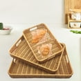 thumbnail image 5 of Serving Tray with Handles Rattan Serving Tray Rectangular Woven Tray Decorative Tray Organizing Tabletop Bathroom Kitchen Counter 3PCS, 5 of 8