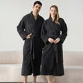 thumbnail image 2 of Fleece Velvet Thermal Long Bathrobe for Men’s Ultra Soft Textured Long Sleeve Spa Robe Open-Front Drawstring Adjustable Shawl Kimono Robe with Double Pockets for Mens, 2 of 7