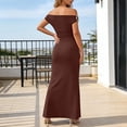 thumbnail image 6 of WRKEKC Bodycon Dresses for Women Solid Off Shoulder Short Sleeve Ruched Bodycon Mini Soft Breathable Fabric Chic, 6 of 6