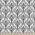 thumbnail image 1 of Damask Fabric by the Yard, Monochrome Surreal Foliage Pattern Cool Ornate Swirls Vintage Inspirations, Upholstery Fabric for Dining Chairs Home Decor Accents, 5 Yards, Black White by Ambesonne, 1 of 4