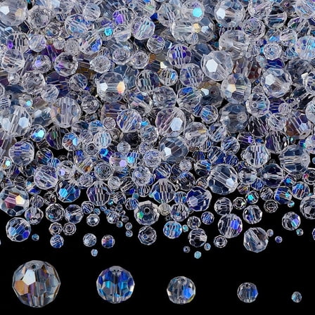 1 Box 600Pcs Clear Round Faceted Beads Briolette Glass Beads Electroplate Small Clear AB Facet Gemstone Loose Spacer Bead DIY