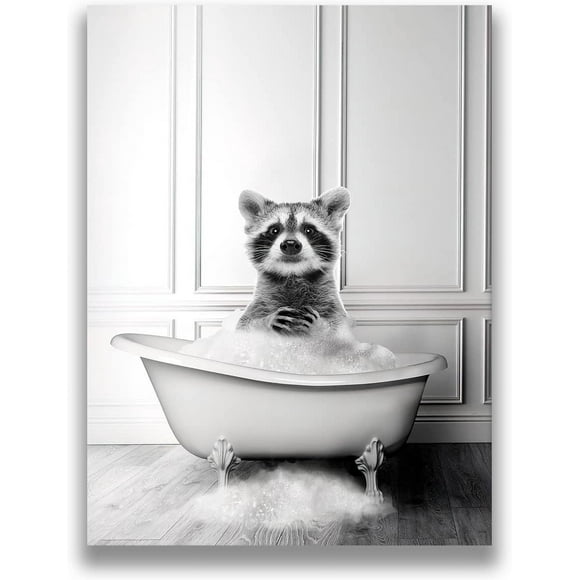 AEFER Giraffe Funny Bathroom Wall Decor - GiraffeBathtub Art Prints Black and White Animals Pictures Poster