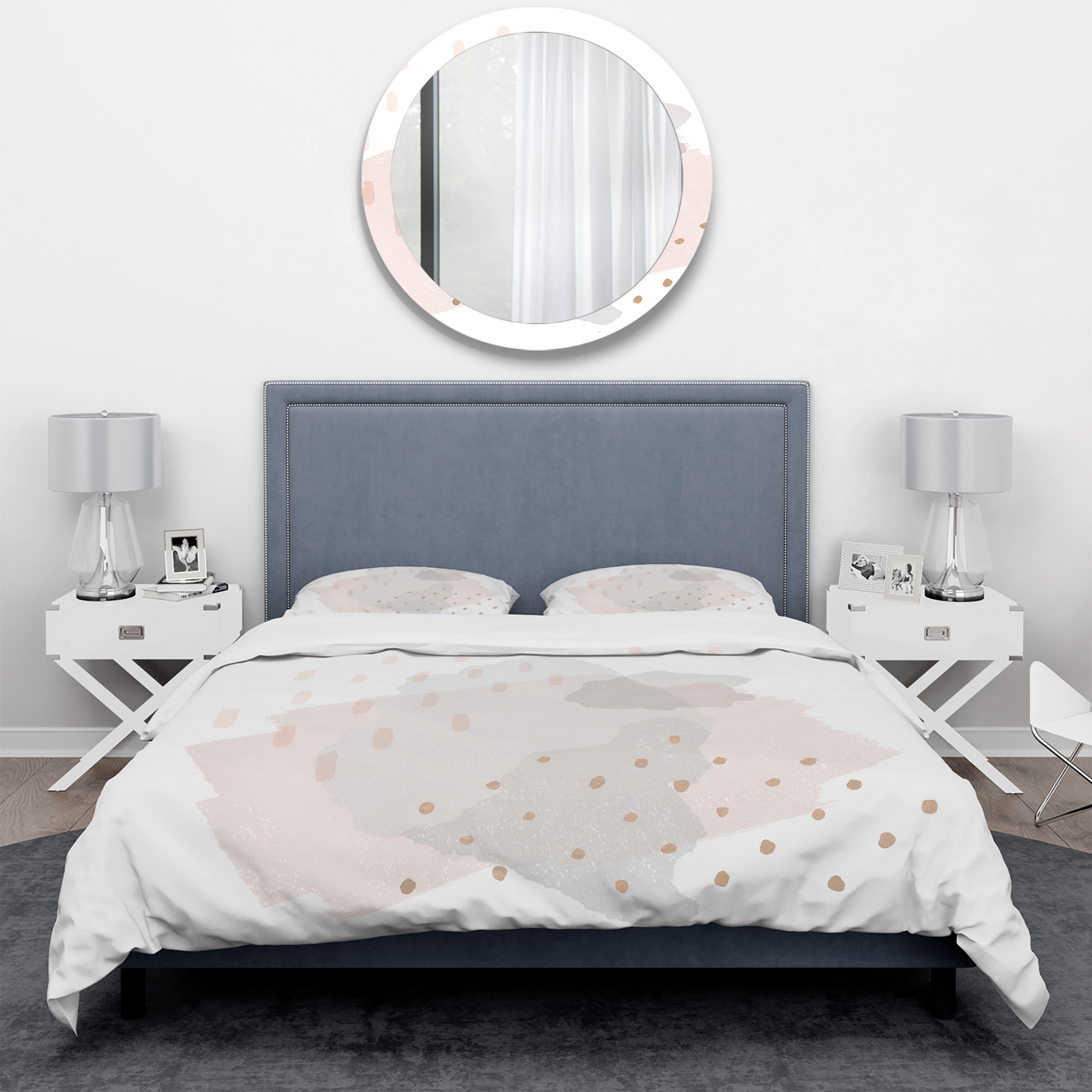 Designart 'Watercolor Minimal Blush III' Geometric Duvet Cover Set