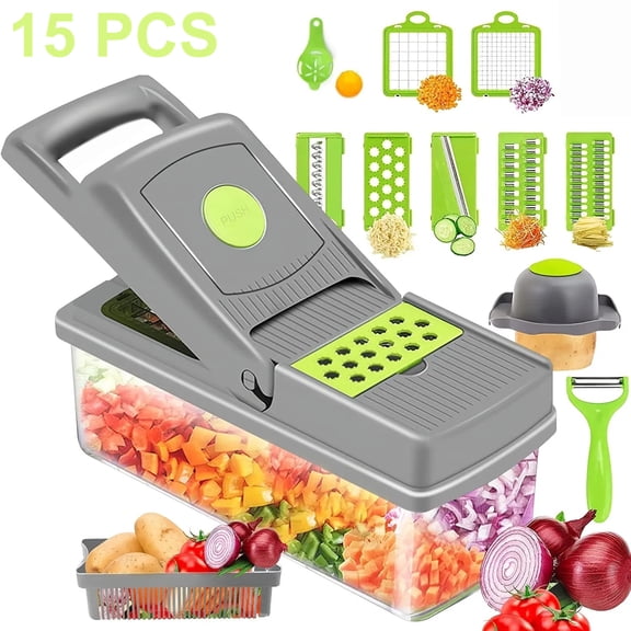 Hwawhin 13 in 1 Vegetable Chopper, Multifunctional Food Chopper with Container, 8 Blade food processor with Onion Chopper, Slicer, Dicer for Potato, Carrot, Salad Chopper, Home & Kitchen Gadgets