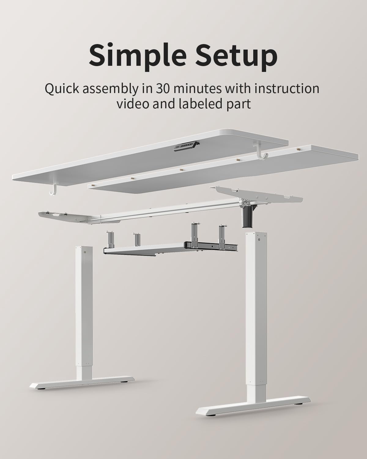 DESINO Standing Desk with Keyboard Tray, 48 x 24 inch Height Adjustable Electric Standing Desk, Sit Stand Up Desk, Computer Office Desk, White