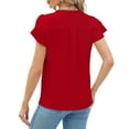 thumbnail image 5 of VDJ Women Blouse Ruffle Sleeve Fashion Summer Tops Casual Plain Color Red T Shirt Comfort Cool Tee Size L, 5 of 9