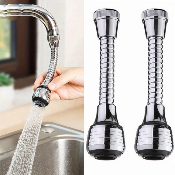 Faucet Extender 2 Pack - 360 Degree Rotating Water Tap Aerator with Dual Spray Modes, Splash Proof Kitchen Sink Nozzle Attachment for Bathroom Kitc...