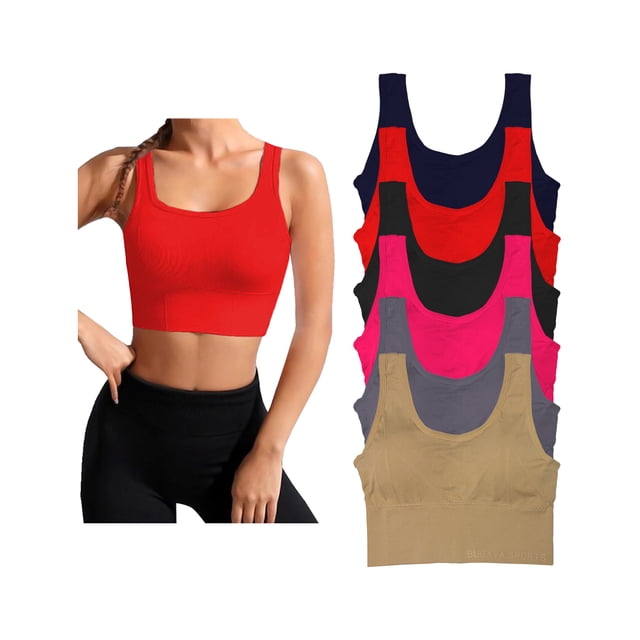 Set de 6 Tops Deportivos Con Copa Preformada Para Mujer Con 6 Diferentes Colores Tatys Fashion Z22