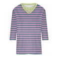 thumbnail image 5 of Gaecuw Womens 3/4 Sleeve T Shirts V Neck Summer Striped Criss Cross Blouse Loose T Shirts Pullover Tees Three Quarter Shirts Trendy Tops Dressy Vacation Plus Size Purple M, 5 of 5