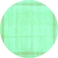 thumbnail image 1 of Ahgly Company Machine Washable Indoor Round Solid Turquoise Blue Modern Area Rugs, 7' Round, 1 of 4