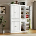 thumbnail image 2 of ChVans 72" Tall Kitchen Pantry with 4 Doors, Storage Cabinet with 1 Large Drawer 6 Hanging Shelves, Freestanding Cupboard for Dining Room Living Room, 2 of 6