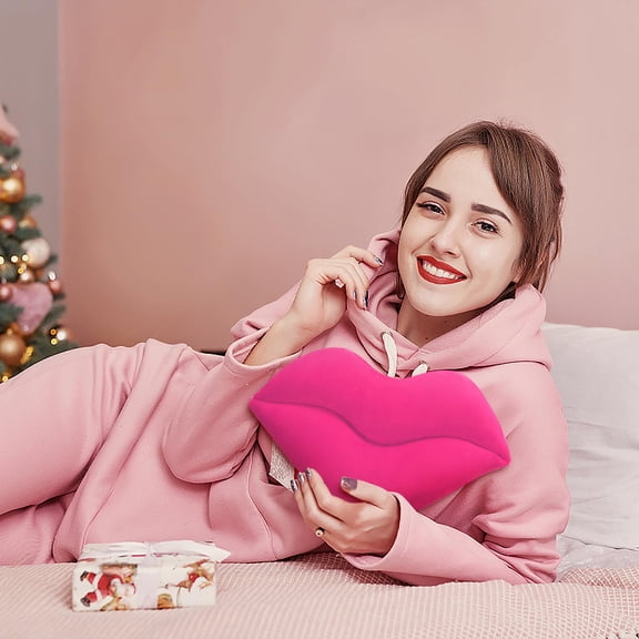 NUOLUX 2Pcs Sofa Pillow Lip Shaped Plush Cushion Cozy Soft Throw for Home Use
