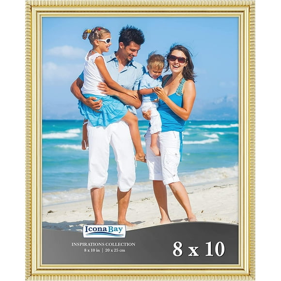 8x10 (20x25 cm) Gold Picture Frame Beautifully Detailed Molding, Contemporary Picture Frame, Wall Mount or Table Top, Inspirations Collection