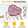 thumbnail image 4 of 30Pack Hitch Pin Clip, 2.5x53mm Zinc-Plated Spring Steel Retaining R Clip, Gold, 4 of 6