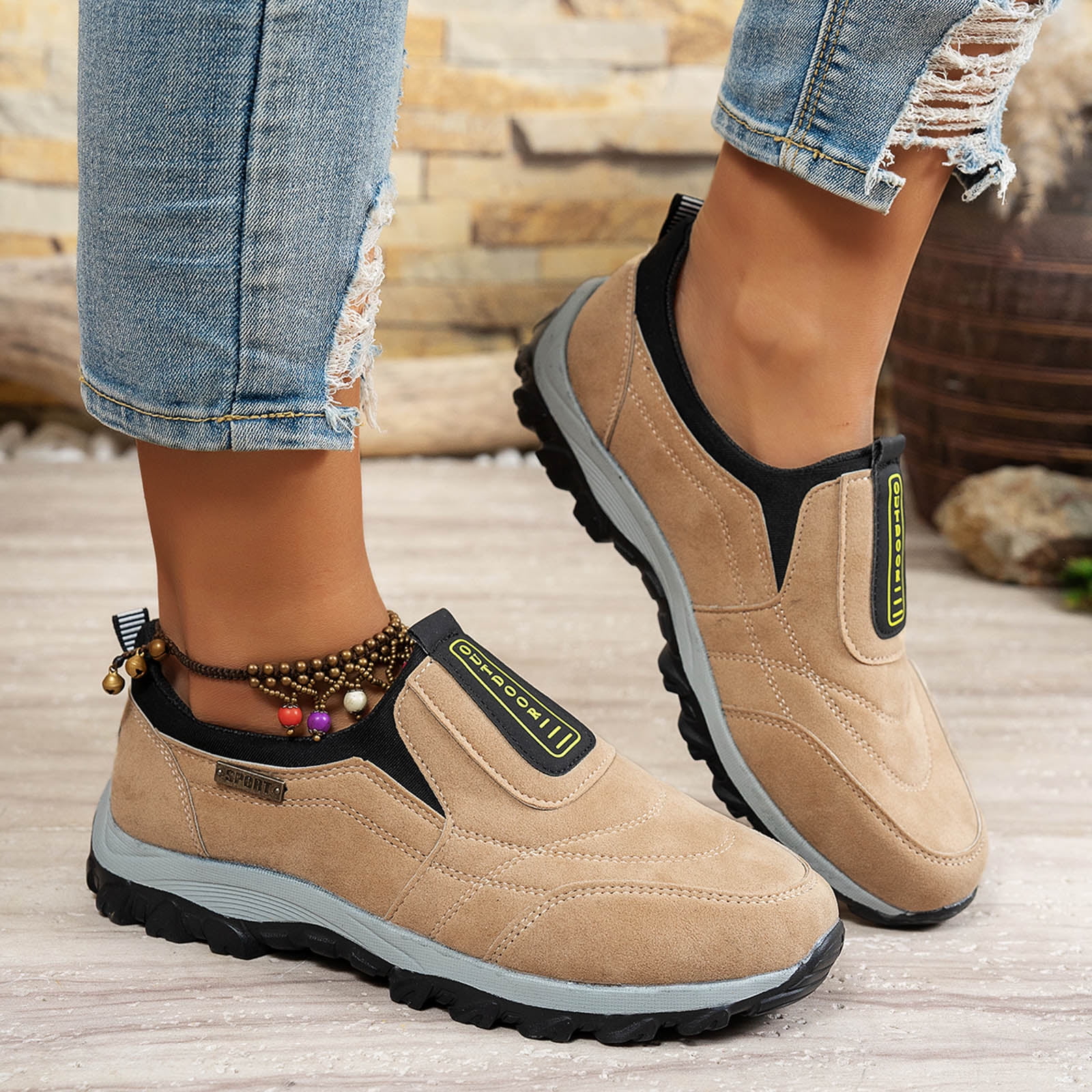 YLYL Women's Men's Orthopedic Shoes Arch Support Slip on Waterproof Lightweight Outdoor Hiking Walking Shoes