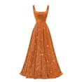 thumbnail image 1 of Vestido de fiesta Miao Duo Glitter Sequin A Line Orange para mujer, 1 of 7