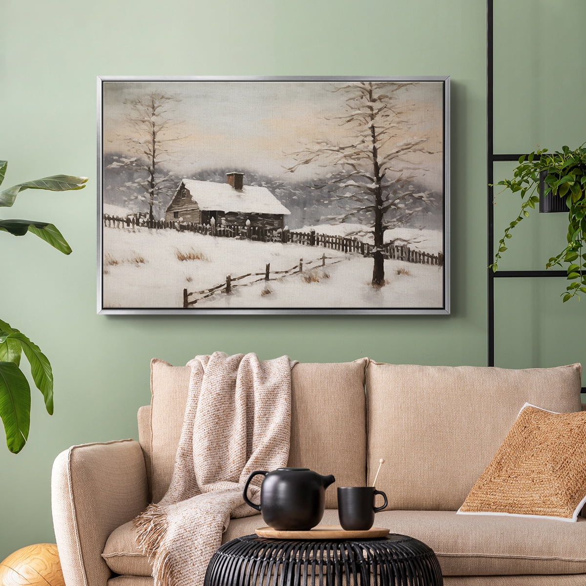 Vintage Landscape-II By Wexford Home Framed in Silver Wood Gallery Wrapped Canvas 25 in. x 37 in.