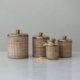 thumbnail image 3 of Creative Co-Op Rattan Wrapped Stainless Steel Canisters, Set of 4, Brass Finish, 3 of 5