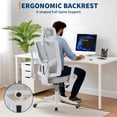 thumbnail image 1 of MROOBEST Silla de Oficina Ergonómica Reclinable Respaldo Alto Silla de Escritorio de Malla con Diseño Ajustable en Altura Blanco Gris, 1 of 8